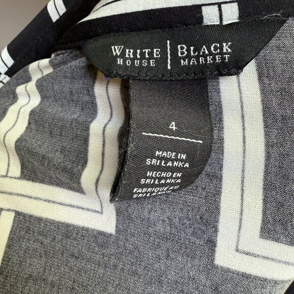WHBM Black and White Geometric Button Down Matte Jersey Shirt Dress - Sz. 4 - Picture 10 of 16